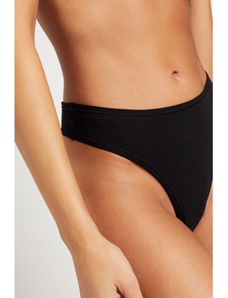 New Design Cotton Thong in Black (Pack) Limited Stock