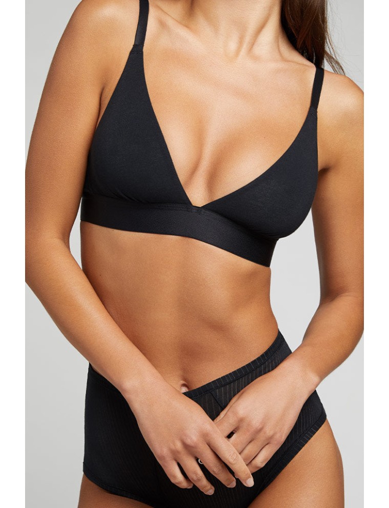 New Design Cotton Triangle Bra in Black Immediate Availability