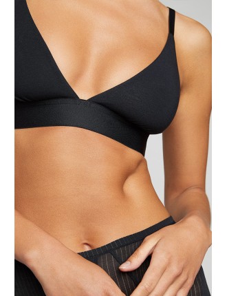 New Design Cotton Triangle Bra in Black Immediate Availability