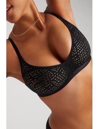 New Design Eyelet Lace Non-Wire Bra in Black Ready for Shipment