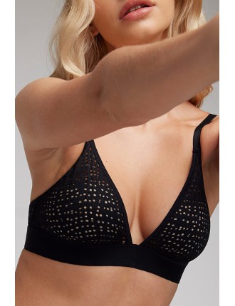 New Design Eyelet Lace Triangle Bra in Black On Hand Now