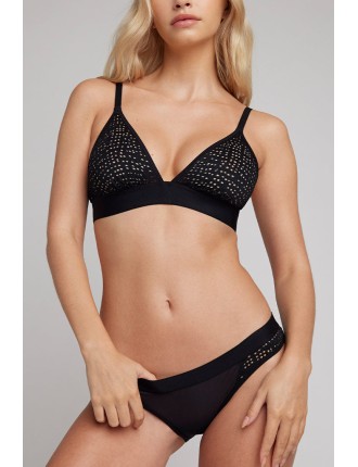 New Design Eyelet Lace Triangle Bra in Black On Hand Now