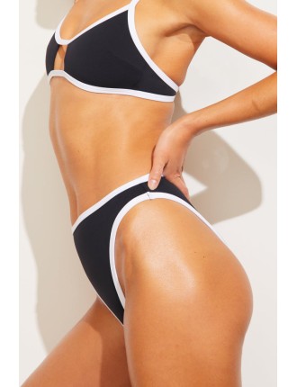 New Design Swim French Cut Bottom in Black + White Limited Stock