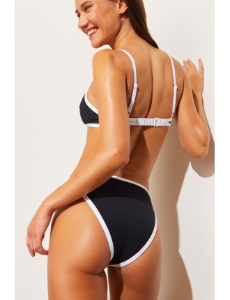 New Design Swim French Cut Bottom in Black + White Limited Stock