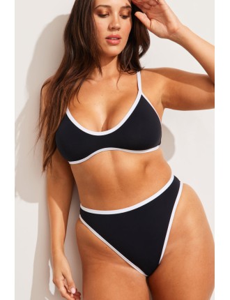 New Design Swim French Cut Bottom in Black + White Limited Stock