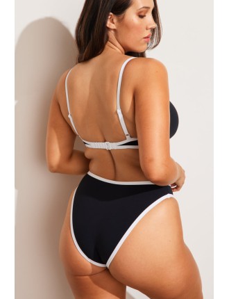 New Design Swim French Cut Bottom in Black + White Limited Stock