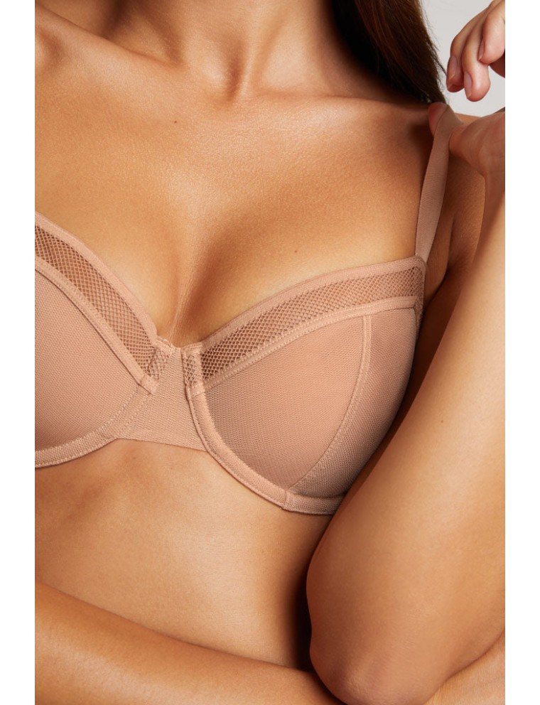 New Design Sieve Balconette Bra in Buff On Hand Now